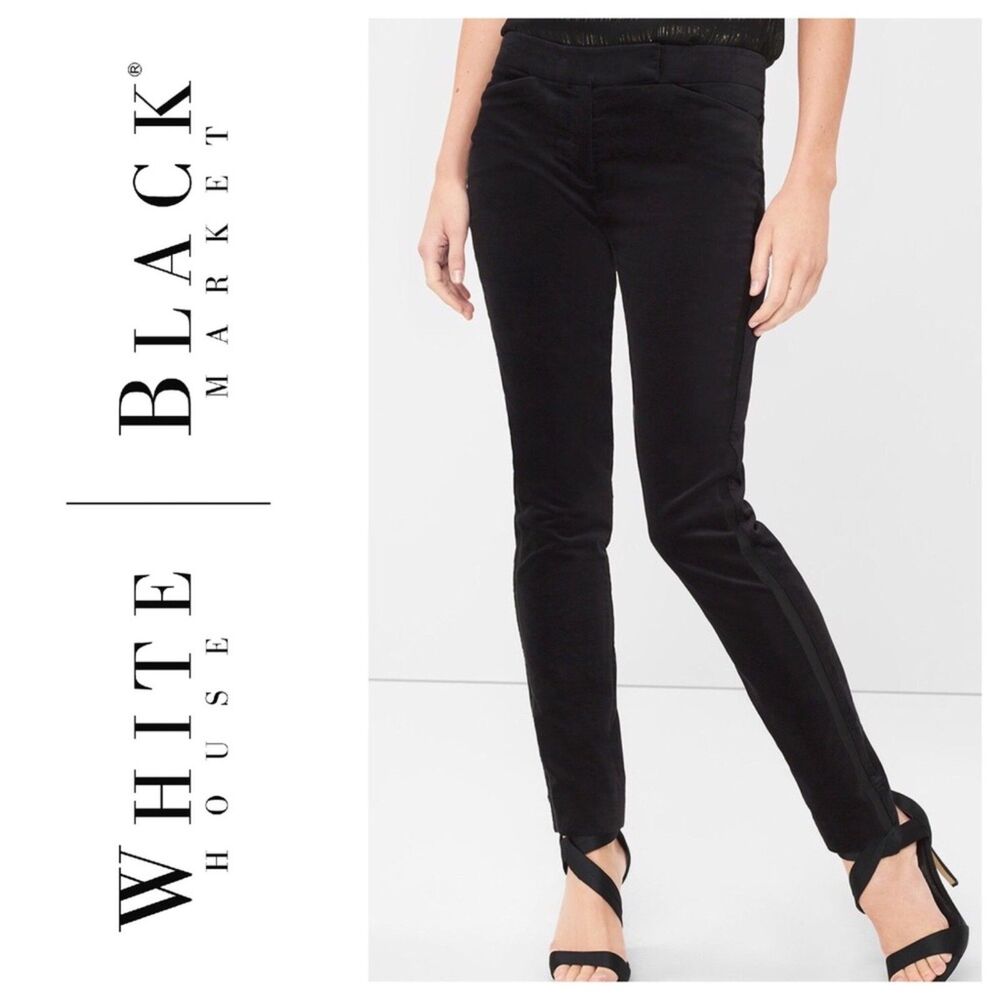 White House Black Market The Slim Ankle Velvet Tuxedo Pants 4P NWT